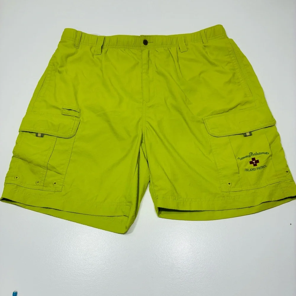Tommy Bahama Men Swimming Trunks Size XL Green 100% Nylon Elastic Waist lined‎